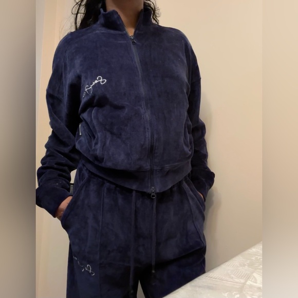 FREE SHIP-3PC Misguided x Sean John velour tracksuit jacket navy women’s US 4,2 - Picture 15 of 16